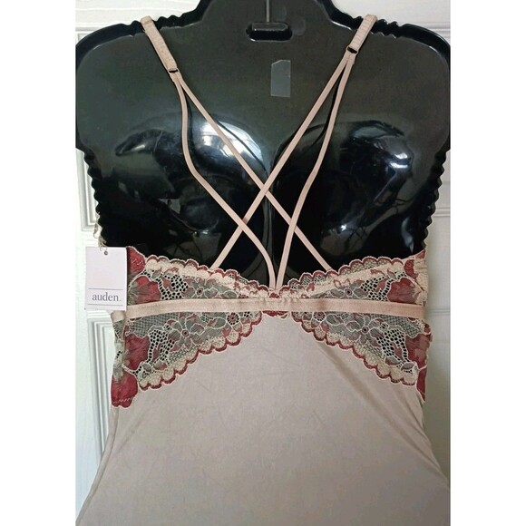 Auden V-neck Lace Bodysuit Sz Small Light Taupe Padded Lacey Strappy Back New - Picture 7 of 7